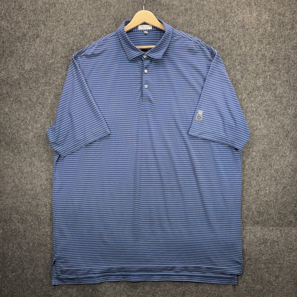 Peter Millar Summer Comfort Golf Polo Shirt Men's 2XL XXL Blue Stretch Atlanta